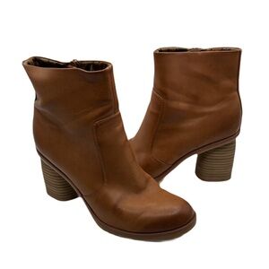 Kork Ease Sz7 Destiny Tan Brown Ankle Boots Block Heel